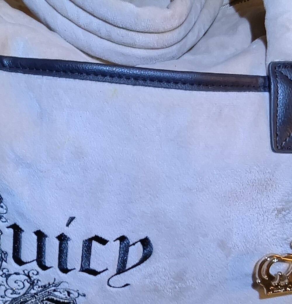 NWT JUICY COUTURE BEIGE CREAM RENAISSANCE VELVET Tote with BROWN TRIM W/BONUSES!